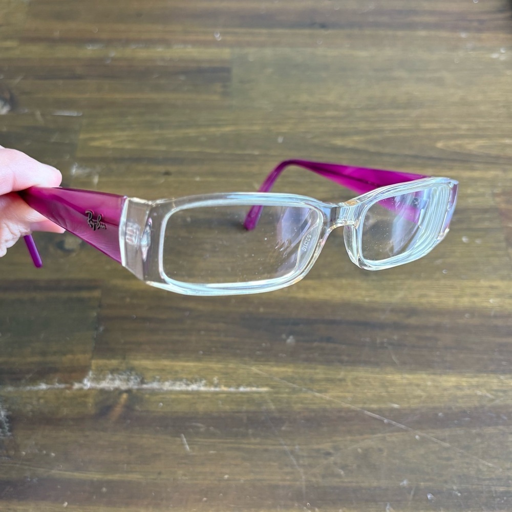 Ray-Ban Eye Glasses Clear Fram Pink Purple Reading - Picture 2 of 8